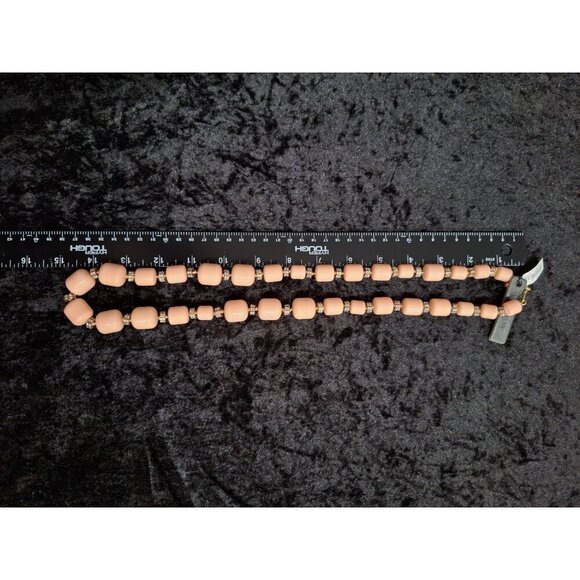 NWT J. Crew Peach Lucite Barrel Necklace With Gold-Tone & Rhinestone Accents-Vin - Picture 7 of 7